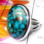 Blue copper Turquoise A - PSR970-Blue Copper Turquoise Gemstone 925 Silver Royal Ring