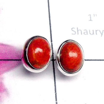 Sponge Coral D - SSE989-Cab Gemstone 925 Silver Lightweight Stud Earring
