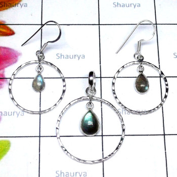 Labradorite A - CBS983-Bejal 2 Pcs. Set Made in 925 Sterling Silver with Cab Gem