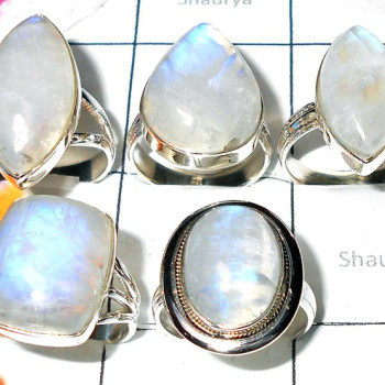 Rainbow Moonstone A - SVP946-Beautiful Pearl gems with Sterling silver Ring
