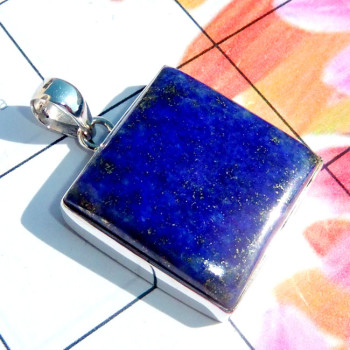 Lapis A - LPS998-925 Sterling Silver New Shape Lapis Cab Elegant Pendant