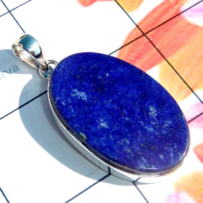 Lapis A - LPS997-Lapis Cab 925 Plain Silver Exclusive Pendant