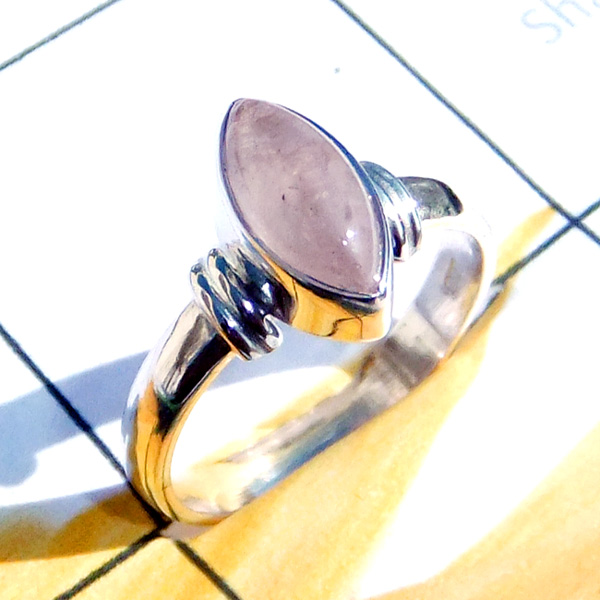 5x10mm Rose Quartz A - RBS989-Superior 925 Silver Small Size Baby Trendy Ring