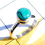 8mm Blue Turquoise A - RBS988-Round Cut n Cab Gems 925 Sterling Silver Baby Ring
