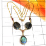 Labradorite O - SGN991-Hydro with Cut Gems 925 Silver Gold Plated Vermeil Neckla