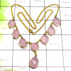 Rose Quartz Hydro C - SGN989-Gold Plated Vermeil Bejal Necklace with Multi Hydro Gemst