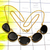 Black Onyx Hydro G - SGN989-Gold Plated Vermeil Bejal Necklace with Multi Hydro Gemst
