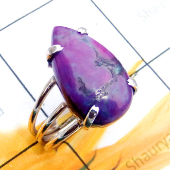 Purple Turquoise B - SDR895-Purple Copper Turquoise 925 Sterling Silver Designer Ring