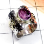 Amethyst A - STR990-925 Sterling Silver with Brass Cut Gemstone Two Tone Ring