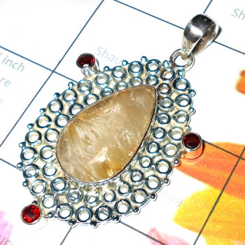 20 gram Gold Rutile O - XCP985- 925 Sterling silver Chunky style Large closeout Pendants