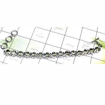 8 inch Green Amethyst B - SPB974-925 Exclusive Silver Cut Green Amethyst Plain Bracelet