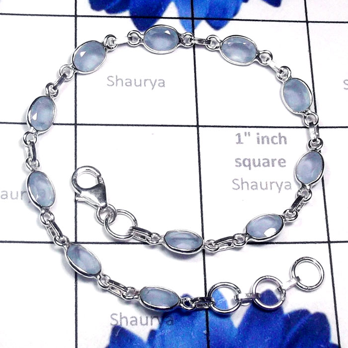 8.5 inch Chalcedony Hydro G - SBB955-Multi Cut n Cab Gemstone 925 Sterling Silver Trendy Bejal