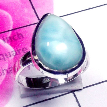 Larimar D - LDS994-Genuine Larimar Cab Made in 925 Silver Stunning Ring