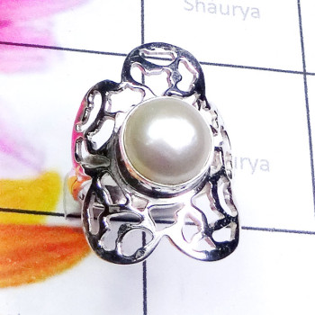 Pearl B - SFR970-Cut n Cab Gemstone 925 Exclusive Silver Designer Ring