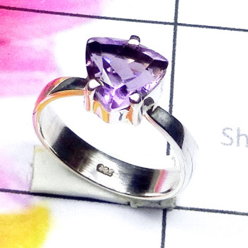 Amethyst C - SPR979-Cut Gemstone 925 Manufacturer Prong Setting Ring