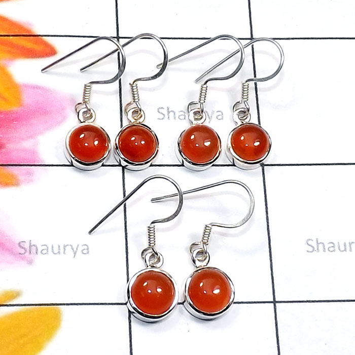 3 Pair Carnelian Cab A - SVP910-Cab Carnelian Made in 925 Silver 3 Pair Earring Wholesale