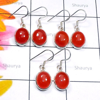 3 Pair Carnelian Cab B - SVP910-Cab Carnelian Made in 925 Silver 3 Pair Earring Wholesale