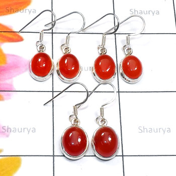 3 Pair Carnelian Cab D - SVP910-Cab Carnelian Made in 925 Silver 3 Pair Earring Wholesale