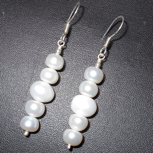 White pearl D - BDJ997- Beautiful white pearl gemstone Earrings wholesale