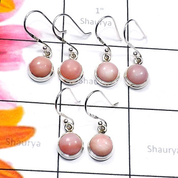 3 Pair Pink Opal D - SVP900-Semiprecious Cab Gemstone 925 Sterling Silver 3 Pair Earr