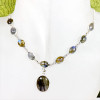 18 inch Labradorite cab H - SCN998-Genuine Cut n Cab Gemstone Made in 925 Silver 18 inch Fan