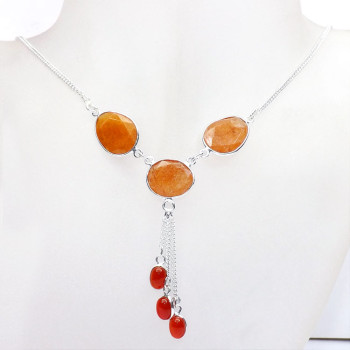 18 inch Cocktail Agate A - SCN991-18 inch Fancy Chain Necklace 925 Sterling Silver with Gen