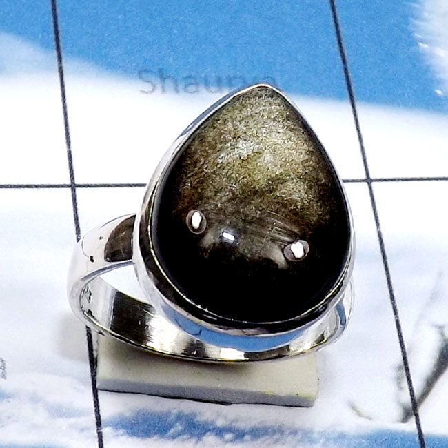 Rainbow Obsidian B - PSR886-Cab Rainbow Obsidian 925 Silver Manufacturer Handmade Pla