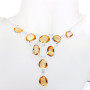 19 inch Citrine D - SCN989-19 inch Bezel Setting Chain Necklace with 925 Silver n Ge