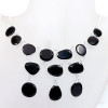 18 inch Black onyx F - SCN987-Genuine Cut Gemstone 18 inch 925 Silver Bezel Setting Cha