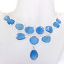 18 inch Blue Chalcedony D - SCN985-Exclusive 925 Silver Genuine Cut Gemstone Fancy Chain Nec
