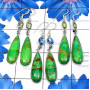 3 Pair Green Turquoise A - BZE931-Green Turquoise with Cut Gemstone 925 Silver 3 Pair Bezel