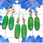 3 Pair Green Turquoise B - BZE931-Green Turquoise with Cut Gemstone 925 Silver 3 Pair Bezel