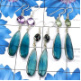 3 Pair Apatite A - BZE930-Beautiful Apatite Cut with Semiprecious Gemstone 925 Silv