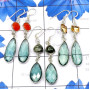 3 Pair Apatite F - BZE930-Beautiful Apatite Cut with Semiprecious Gemstone 925 Silv