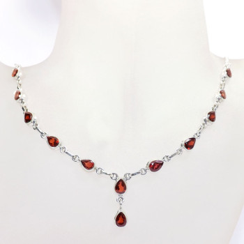 18 inch Garnet Cut A - SDN966-Superior 925 Silver with Semiprecious Cut n Cab Gemstone