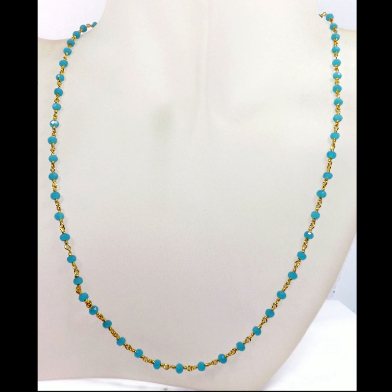 36 inch Chalcedony Hydro D - BDN971-Lab Created Beautiful Beads with Brass Gold Plated 18 inc