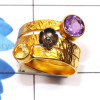 Amethyst n Citrine D - STR960-Genuine Gemstone 925 Silver Gold n Black Rhodium Plated T