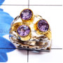 Amethyst Cut A - STR956-Semiprecious Three Gemstone Made in 925 Silver Gold Rhodi