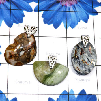 3 Pcs Green Pietersite, Astrophyllite Rough, Petrified Wood G - SDP862-Semiprecious Rough Gemstone 925 Sterling Silver 3 Pcs Dri