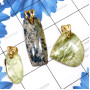 3 Pcs Green Pietersite, Prynite Slice, K2 Jasper C - SDP861-925 Sterling Silver Gold Plated Loop with Rough Gemstone
