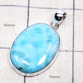 Larimar B - LDS983-Huge Larimar Genuine Gemstone Made in 925 Silver Chunky P