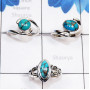 3 Pcs Blue Copper Turquoise E - RBS972-Blue Copper Turquoise 925 Silver Manufacturer 3 Pcs Whole