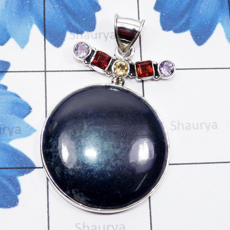 Vivianite n Multi Cut E - SSP945-Genuine Cab with Cut Gemstone Made in 925 Silver Handmade