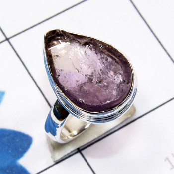 Ametrine Amethyst Rough D - PSR870-925 Sterling Silver Semiprecious Gemstone Stunning Ring