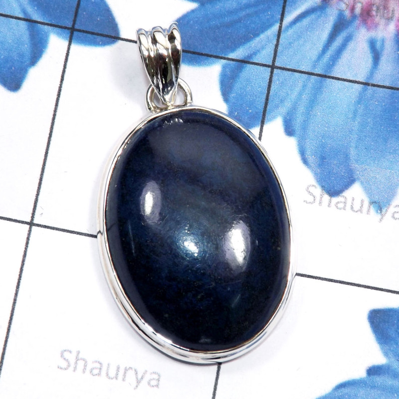 Vivianite D - ISP839-Semiprecious Gemstone 925 Sterling Silver Plain Pendant