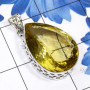 Lemon Quartz B - SD704-Handmade Wholesale Silver Faceted Lemon Quartz Big Pendant