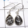 Black Rutile Earring F - SBP939-Wholesale Bezel Jewelry with Black Rutile Made in 925 Ste