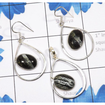 2 Pcs Seraphinite Set A - SBP919-Wholesale Bejal Bracelet Earring Pendant 925 Sterling Sil