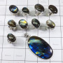 10 Pcs Labradorite Cab G - DOM998-Natural Fire Labradorite 100 Gram Combo Lot 925 Sterling