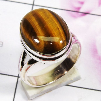 Tiger Eye I - PSR854 - 925 Sterling Silver Plain Ring Made In Indian Factory